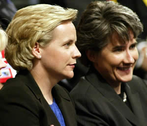 Mary Cheney with her partner Heather Poe at the Republican National Convention