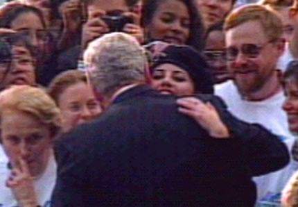 monica lewinsky and bill clinton. hugging Monica Lewinsky